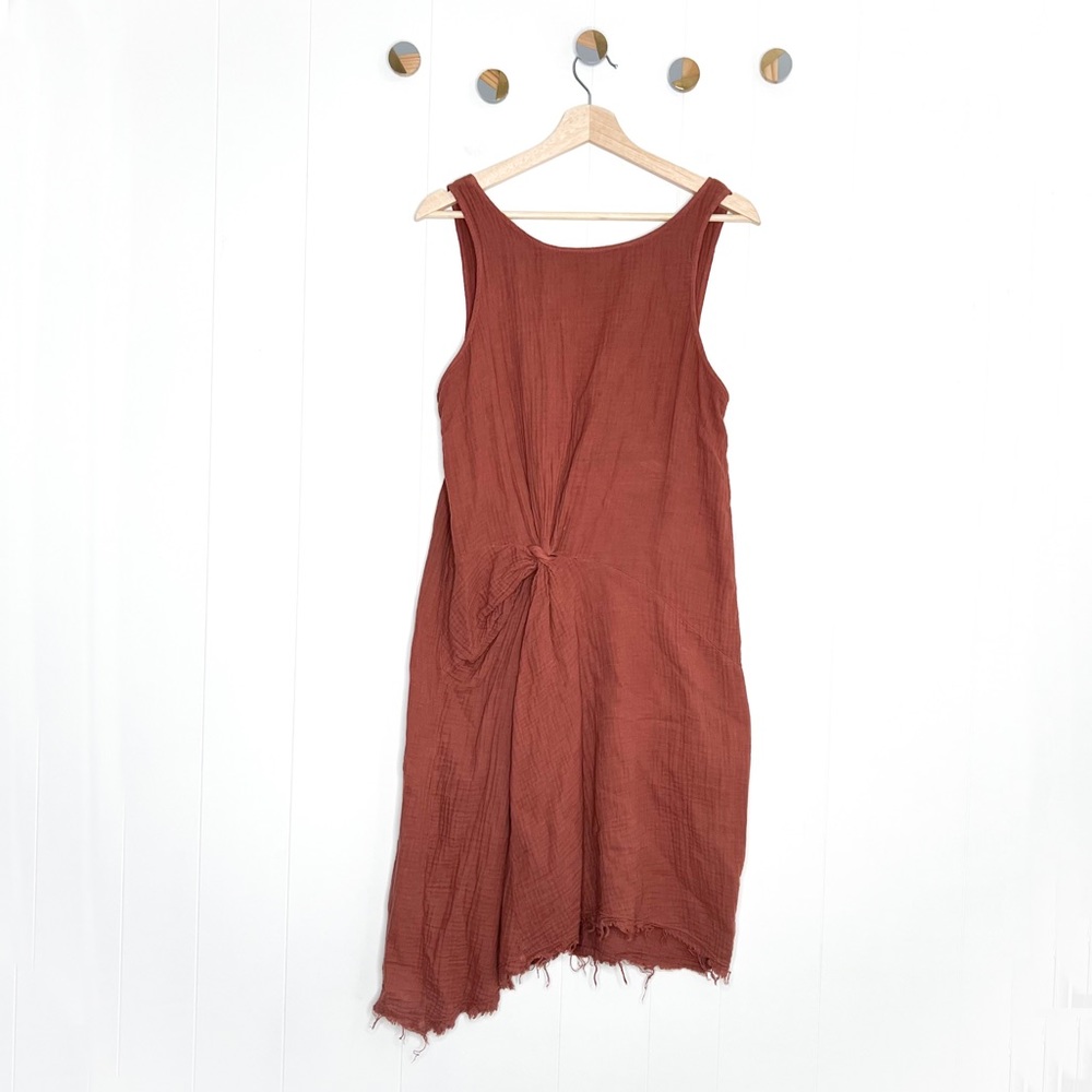 Anthropologie Amadi Theresa Twisted Gauze Dress Terracotta Asymmetrical